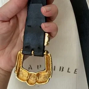 St. John | Accessories | St John Black Leather Belt Gold  display picture 2